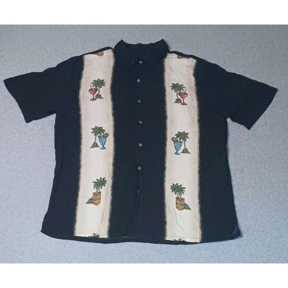 VTG Batik Bay Hawaiian Shirt Sleeve Button Up Mens L Tropical Aloha Camp Shirt